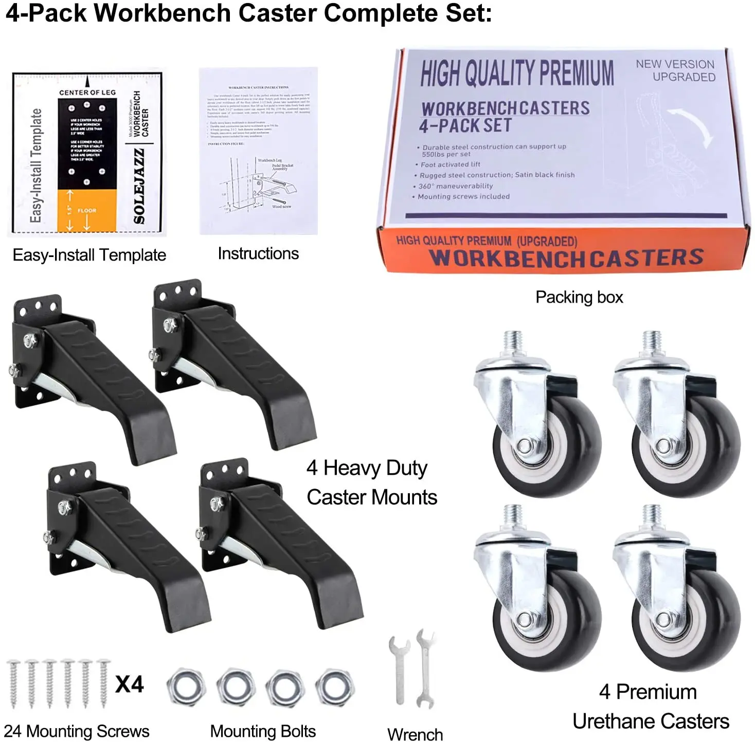 WBD 4-piece set Ruedas para banco de trabajo workbench caster wheels
