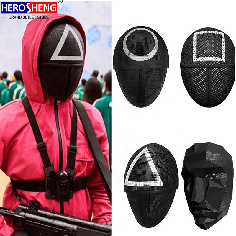 2021 Amazon Hot Sale Korean TV Costume Cosplay Clothes Halloween Mask Halloween Decorations Party Mask Squid Game Mask