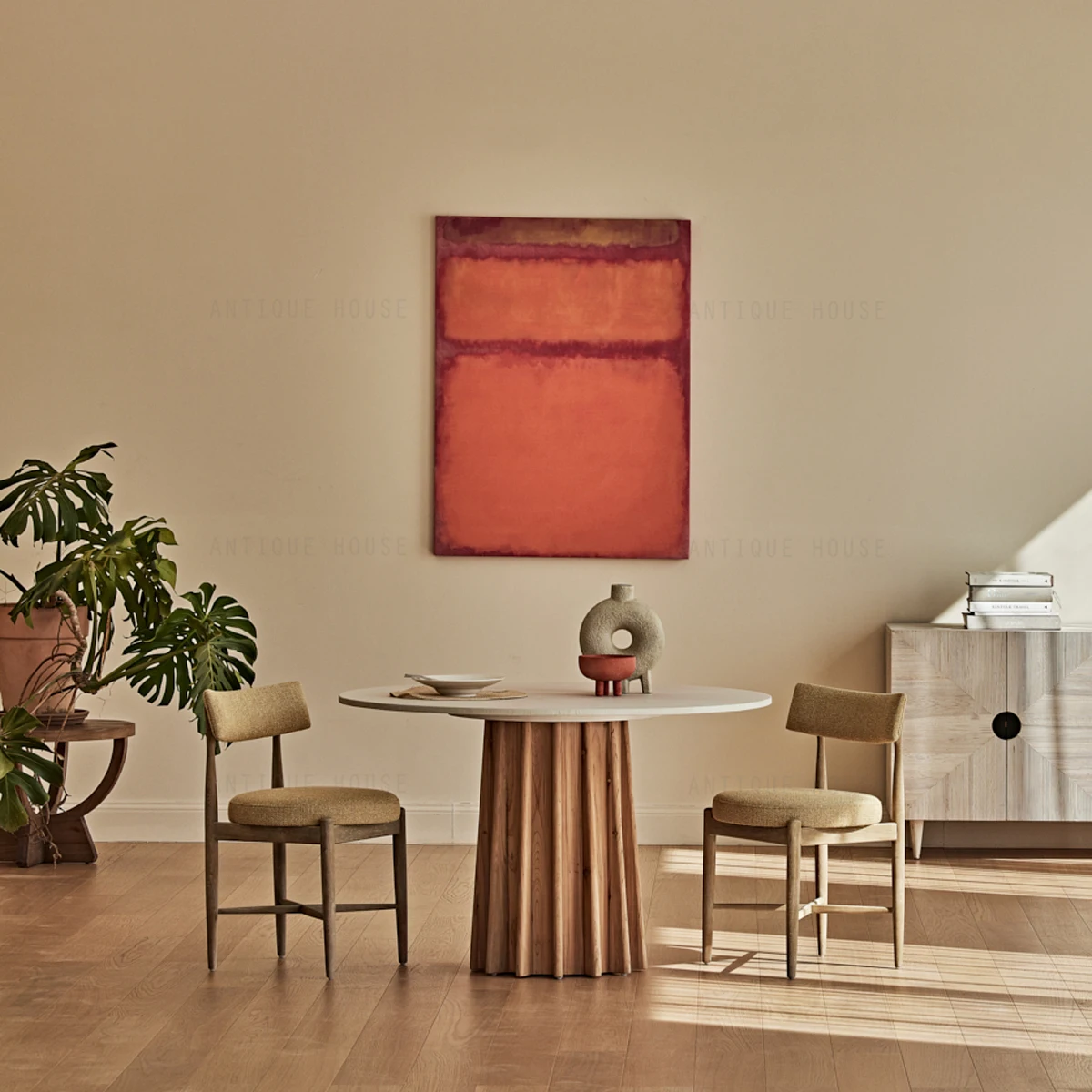 New design nordic furniture dining room concrete mesa round centre table accent tafel dining room table wooden dinning table set