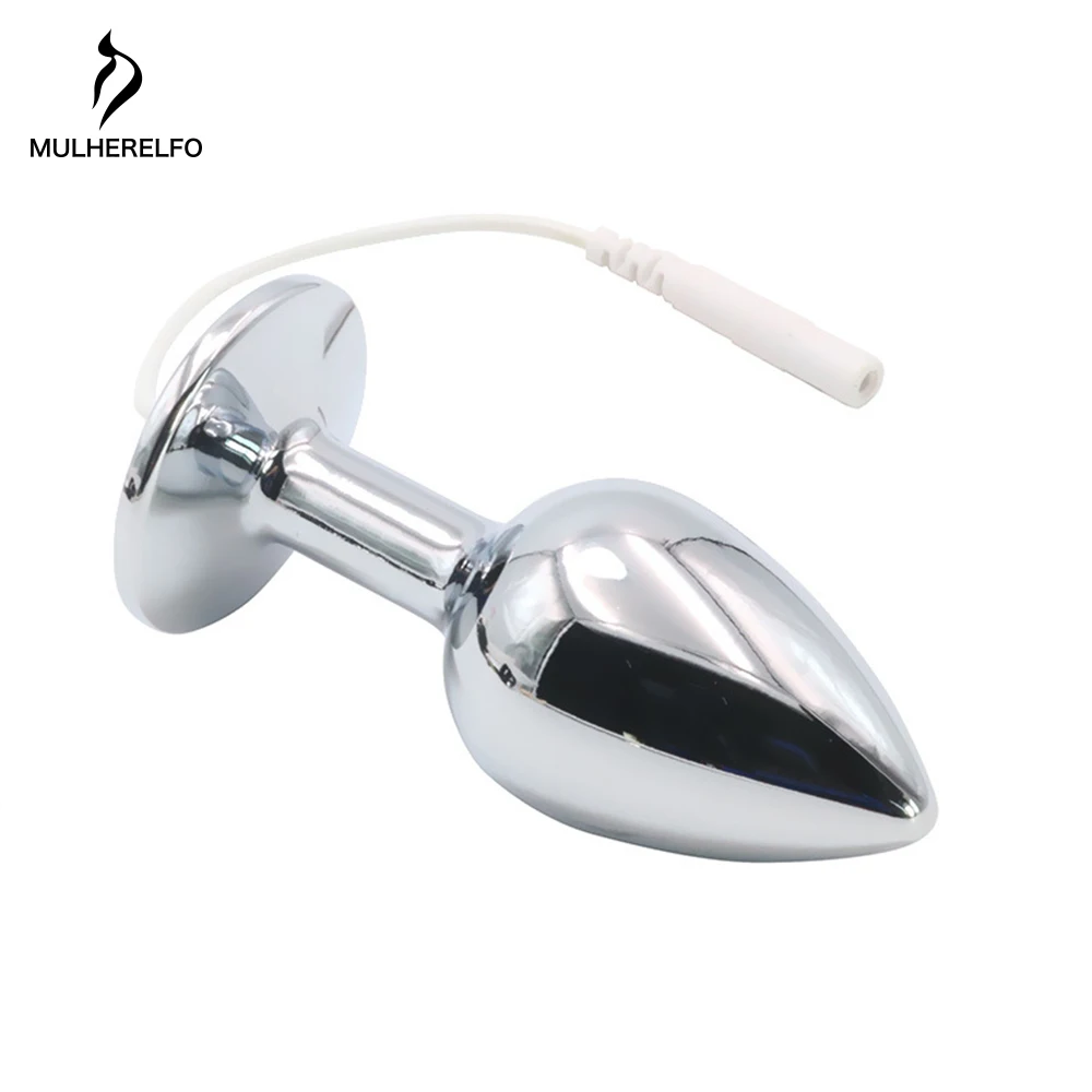 MULHERELFO Electric shock anal plug chastity lock set Electric Shock medical Sex Toy Bell Sound
