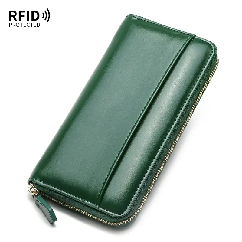 Fashion women genuine leather Long purse handbag Large capacity customizable pattern cow Leather Wallet for women