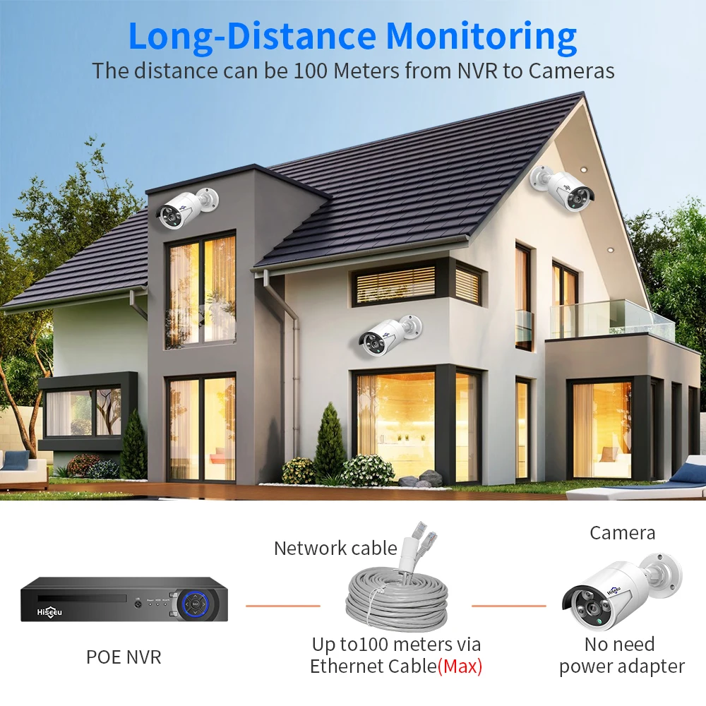 4MP  H.265+ 8CH IP66 Waterproof Outdoor Night Vision Home POE NVR Home security camera Set Surveillance System