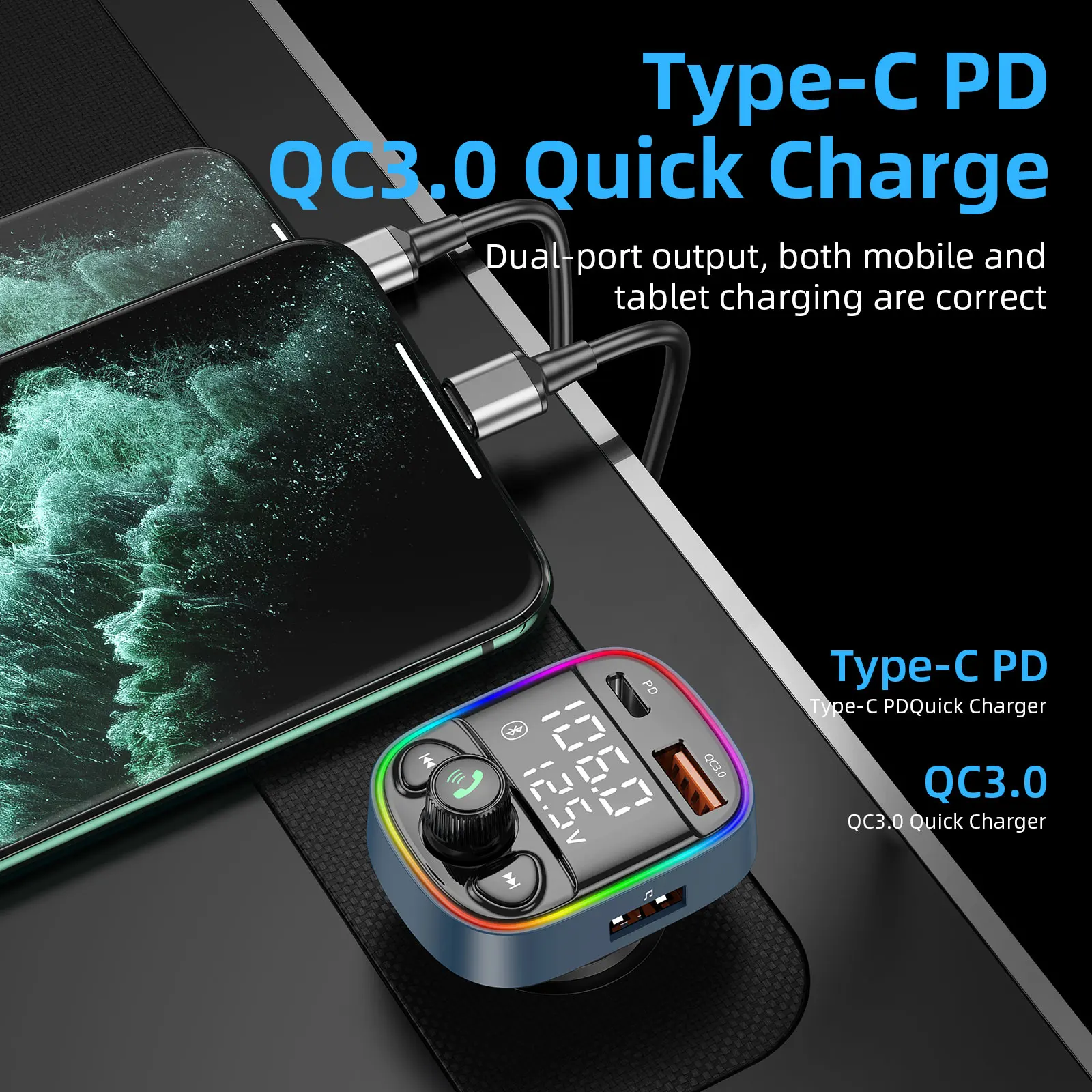 C87B BT автомобильное зарядное устройство для громкой связи QC3.0 Автомобильный MP3-плеер