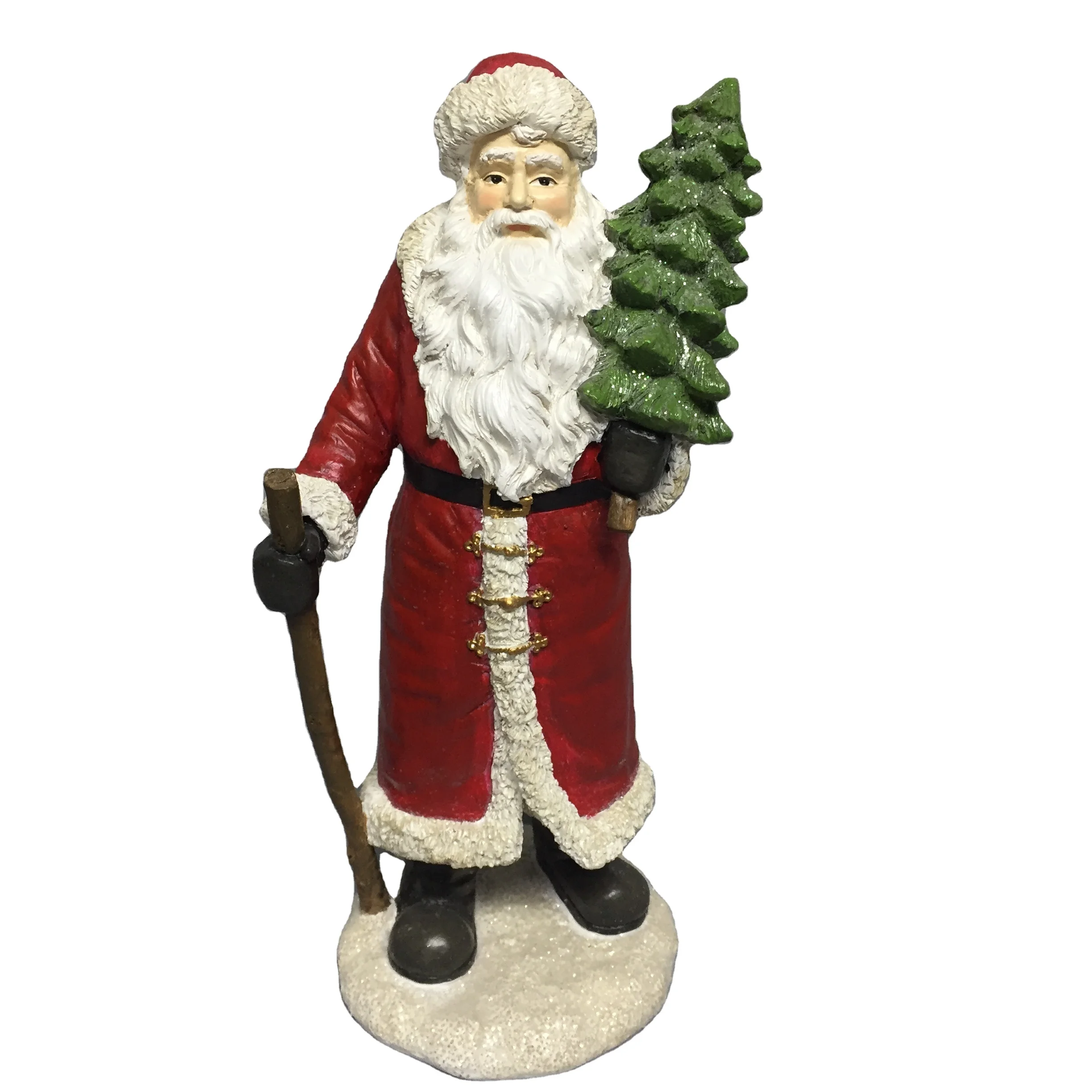Resin Christmas Santa With Tree Figurine