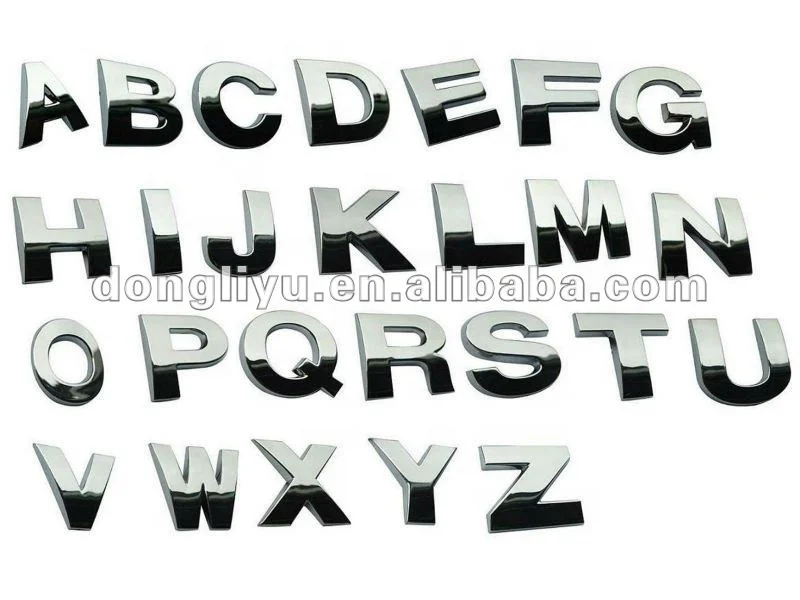 Matte Black Alphabets Chrome Letters For Decorate DIY Number Cars