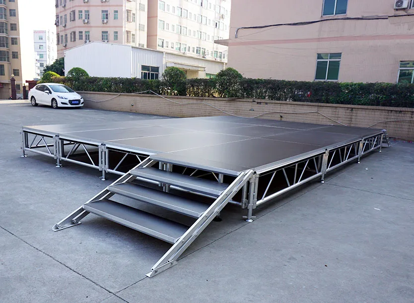 18mm Thick Anti-slip Folding Wedding Lighting Concert Stage 1.22x2.44 1.22x1.22m Mobile Exhibition Event Plywood Stage Podium