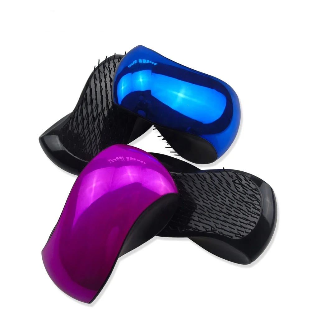 Professional Colorful  Massage Head Magic Eelectroplated Detangling Hair Brush