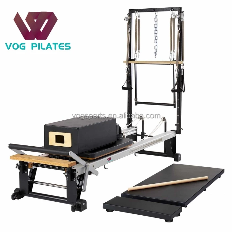 Gym Fitness Equipment Pilates Training Bed 2 In 1 Pilates Reformer Machine With Tower