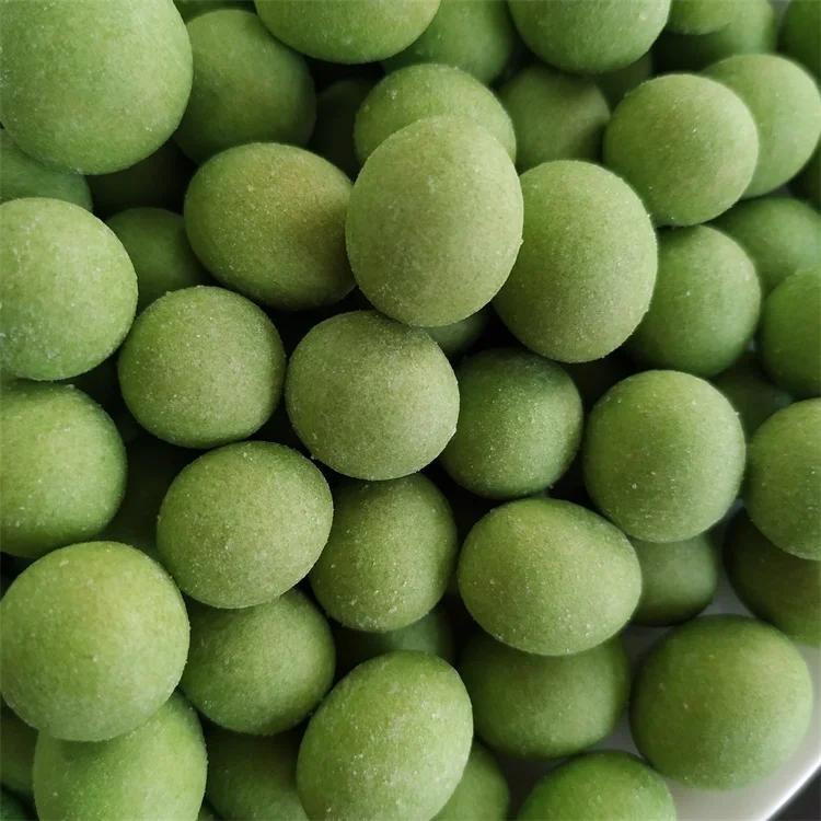 
Hot Sell Wasabi Roasted Coated Peanuts Round Shape Office Snacks 