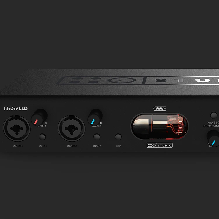 Midiplus Studio Valve Professional 2 In 2 Out High Performance Audio Interface Valve Inside USB Sound Card with Tube and OTG