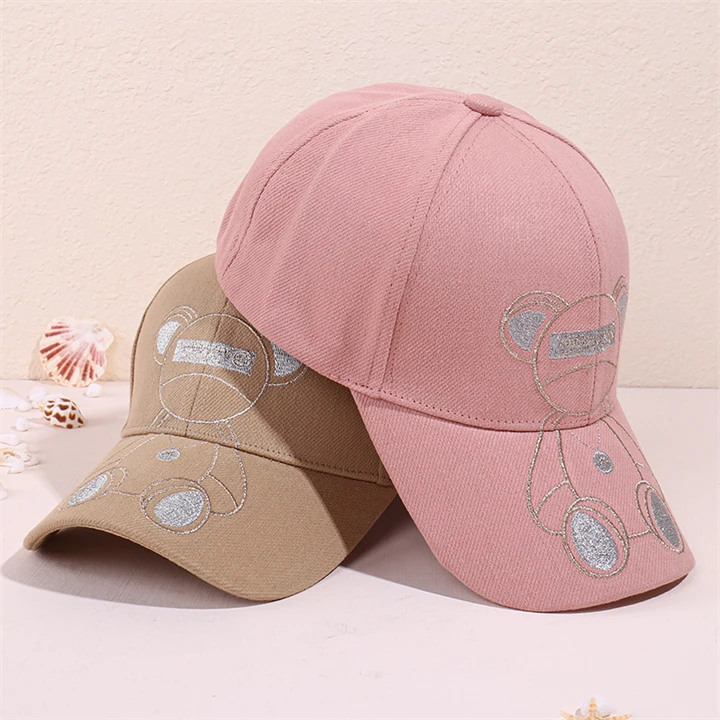 New Arrival Korean Embroidery Cute Hat Summer Breathable Baseball Cap Bear Sports Hat