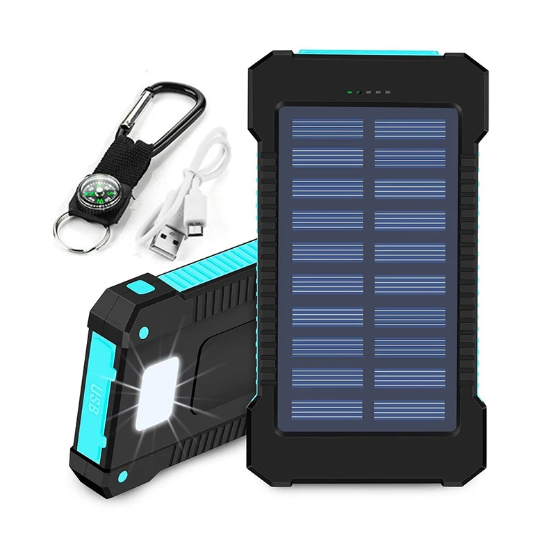 Solar Power Bank Dual USB Power Bank 20000mah Waterproof Battery Charger Portable Power Banks Solar Panel Li-polymer Battery 10W