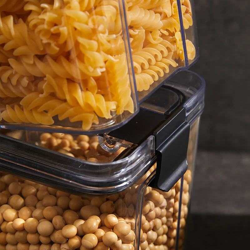 Rmier 5-Piece Clear Plastic PP Multifunction Kitchen Food Storage Box Set Square Airtight Grain Storage Containers Stackable