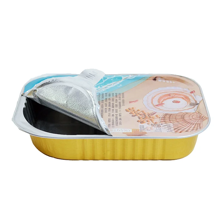 320ml gold Smooth Wall Aluminum Foil Box for Takeaway Food Packing Container with Sealed Foil Lids and PET lids