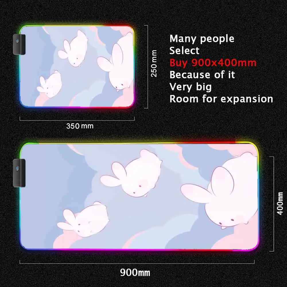 30x80 см розовые RGB аниме коврики светодиодная подсветка коврик Kawaii игровые аксессуары Настольный Сейлор
