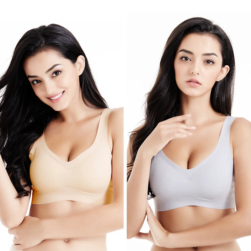 Woman sostenes sin costura one piece bra reggiseno senza cuciture traceless soutien-gorge sans armatures ice silk wirefree bra