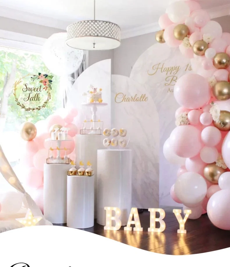 Set of 5 Plinth Iron White Cylinder Plinths Display Stand Dessert Table Stand For Wedding Party Decoration