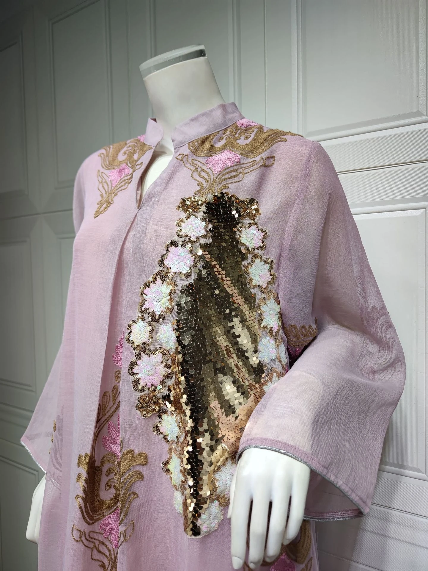 new 2024 High Quality Ethnic Clothing Sequin Islamic Women Dubai Abaya Loose Autumn Casual Dress Kaftan Dresses