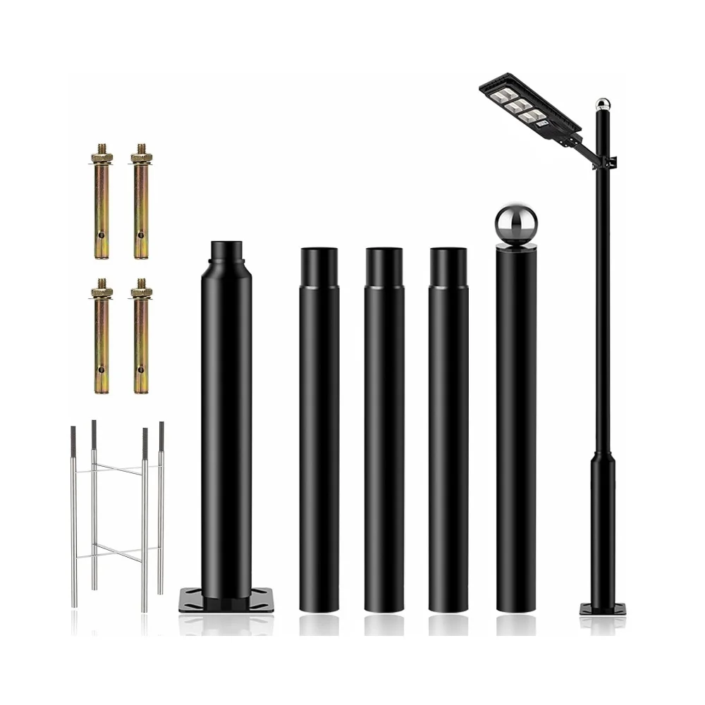 Outdoor Split Screws Type Solar Garden Lighting Street Light lamp pole 3m 4m 5m 6m lamp pole arm