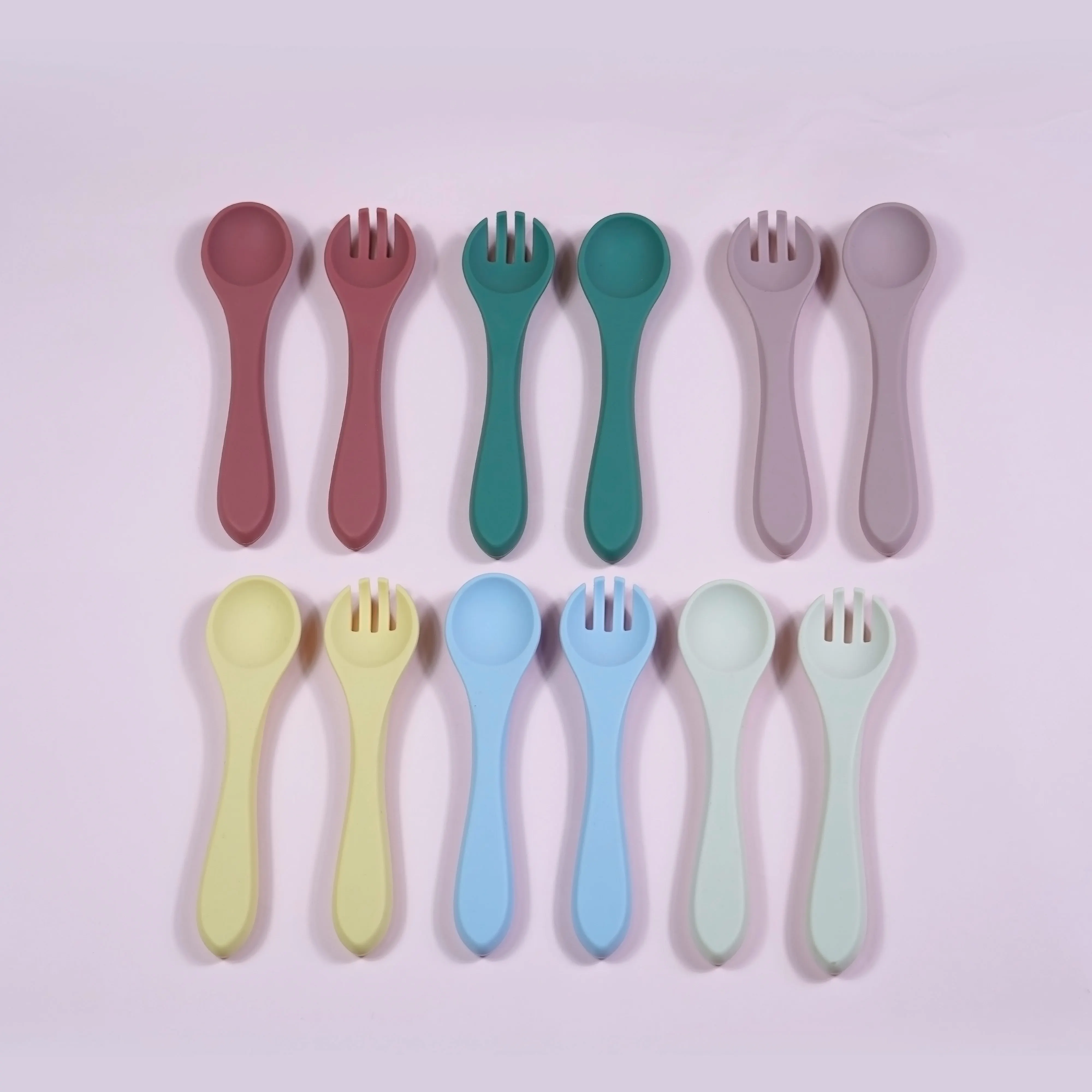 Durable Silica Gel Solid Pattern Convenient Infant Feeding Silicone Baby Fork