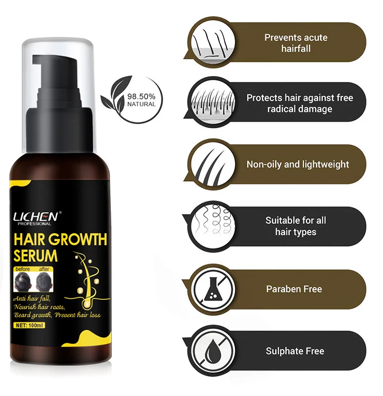 Anti hair fall ingrown hair serum private label african american organic scalp men ginseng organic hair growth serum
