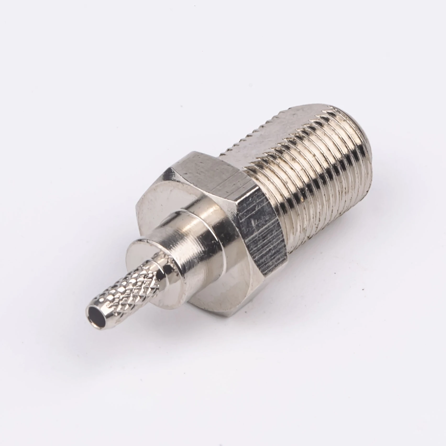 Cheap crimp plated nickel F connector for RG59 RG6 coaxial cable assembly  RF coaxial F connector