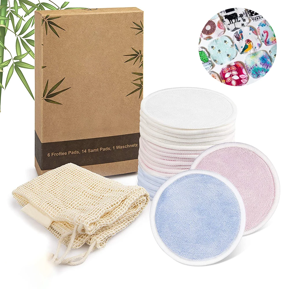 Хлопковые подкладки для снятия макияжа многоразовые бамбуковые с бамбуковой коробкой индивидуальный белый логотип цвет особенность вес очистка воды