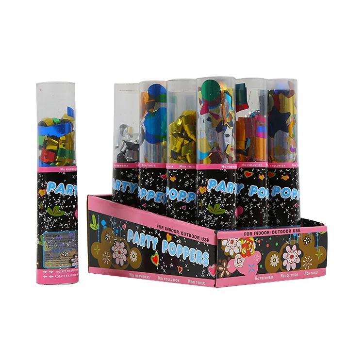 Mini Foil Streamers Confetti Cannon Transparent Tube Party Popper