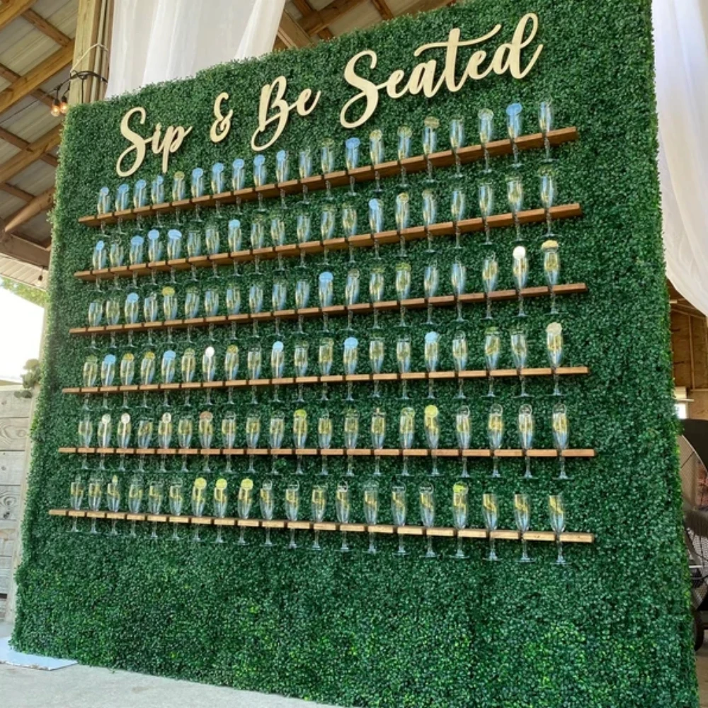 Smooth new design white green grass acrylic champagne wall for wedding