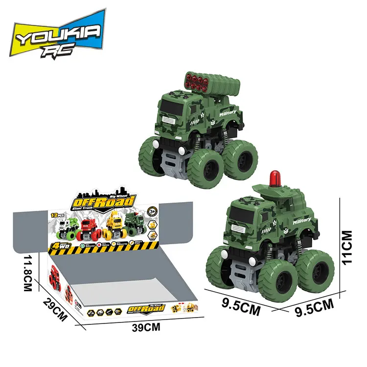 Big wheel friction toy vehicle inertial military vehicles  army missile rocket transport car 12pcs Set Collection Toys For Child