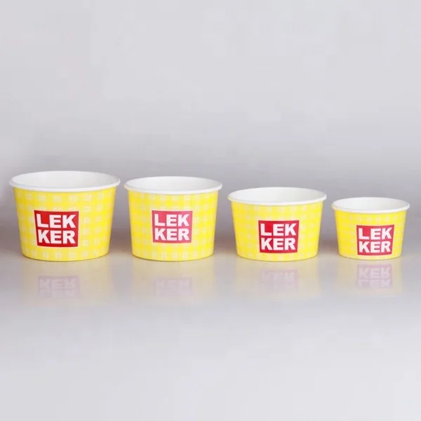High Quality Printing Custom Cold Drinking Cup 3oz/5oz/8oz  Ice Cream Paper Cup With Spoon and Lids