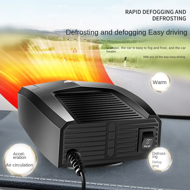 Portable 12V/24V Car Fan Cross-Border Small Heater for Defrosting and Defogging