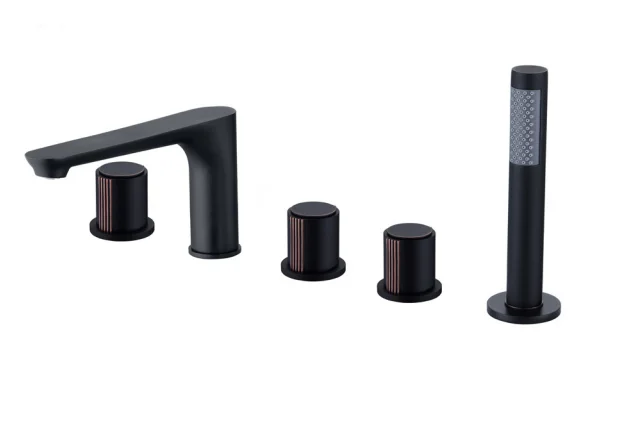 American style cUPC Brushed nickel BN finish brass Build in zinc spout round bath shower faucet set with pressure balance valve