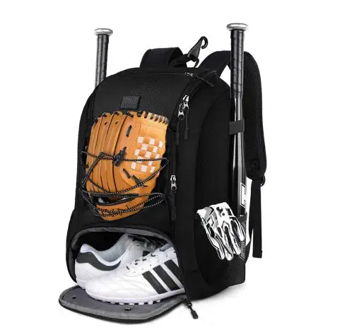 Softball Bat Backpack with Shoes Compartment for Youth Boys and Adult Lightweight Baseball Bag with Fence Hook Baseball Backpack