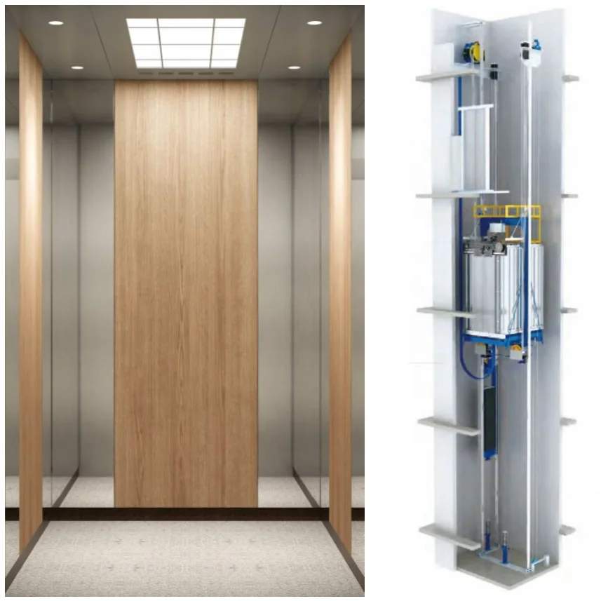 Wooden Look Cabin Passenger Elevator Lift for 4/6/8 Persons Customized Residential Elevators