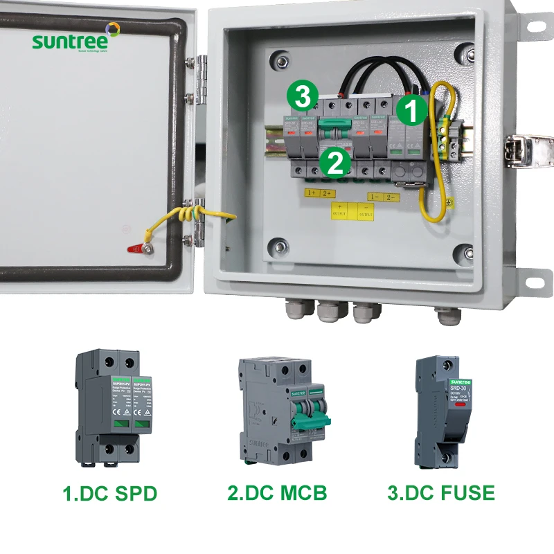 suntree solar panel  dc pv array combination box 550v 1000v 2 strings combiner boxes price