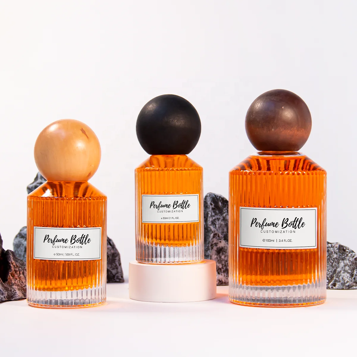 Factory Price Clear Cylinder Glass Perfume Bottles 30ml 50ml 100ml Empty Fragrance Parfum Bottles with Cap for Cosmetics