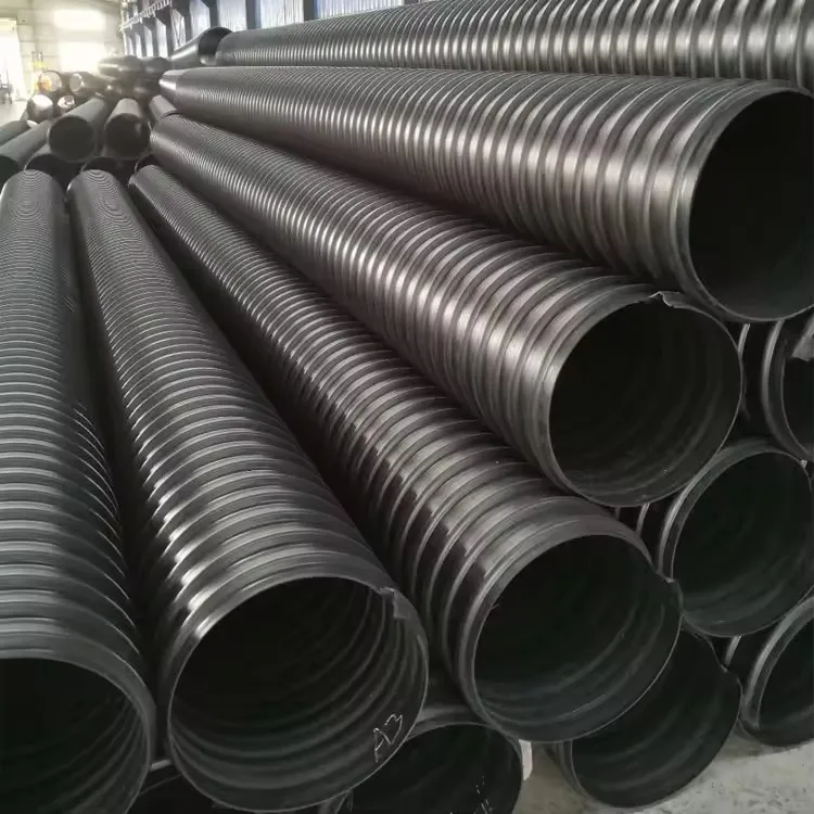 DN200 HDPE стальная лента армированная труба PE спиральная гофрированная дренажная для очистки сточных вод