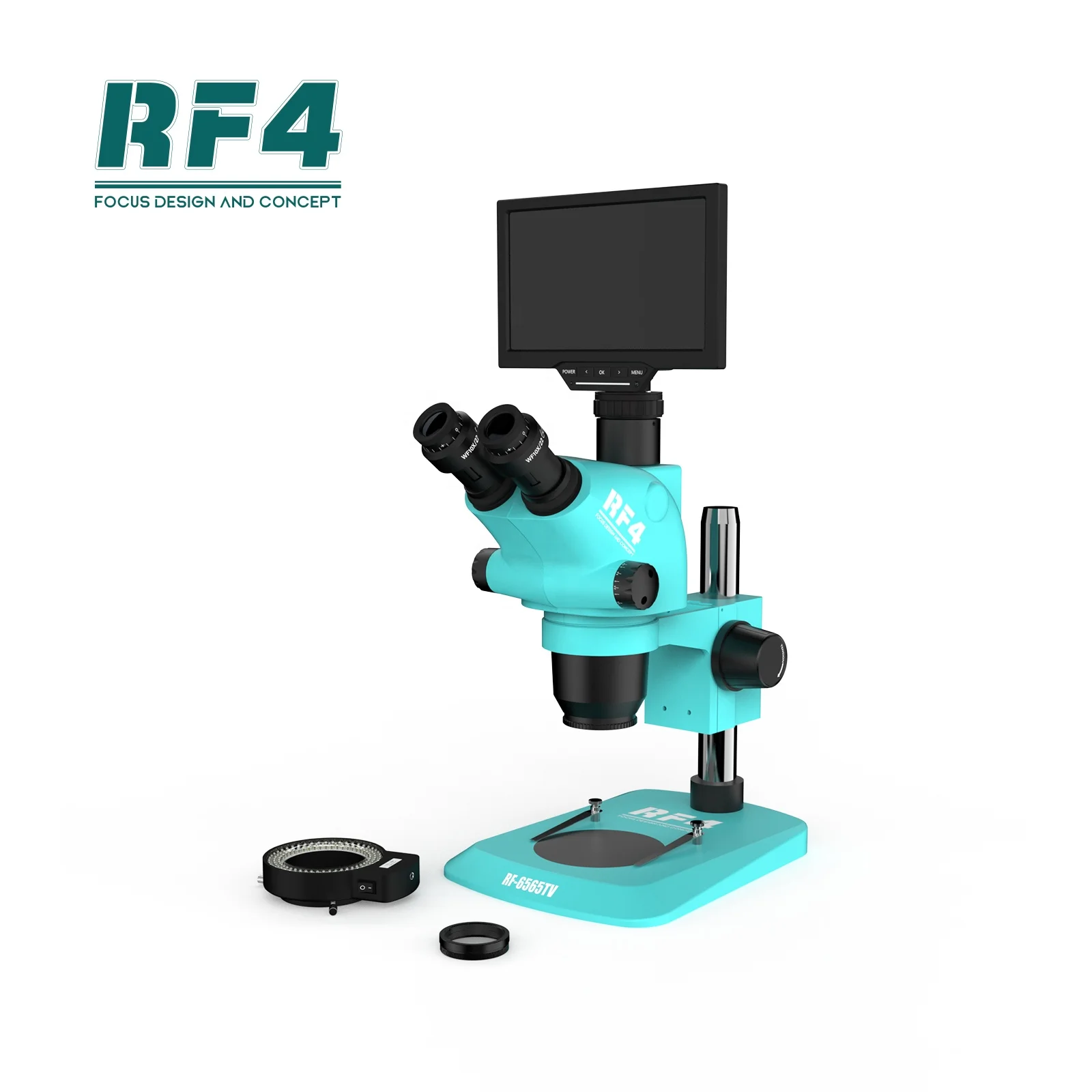 newest RF4 srereo trinocular microscope  RF6565TV-YS010W with 10-INCH HD wifi camera display monitor