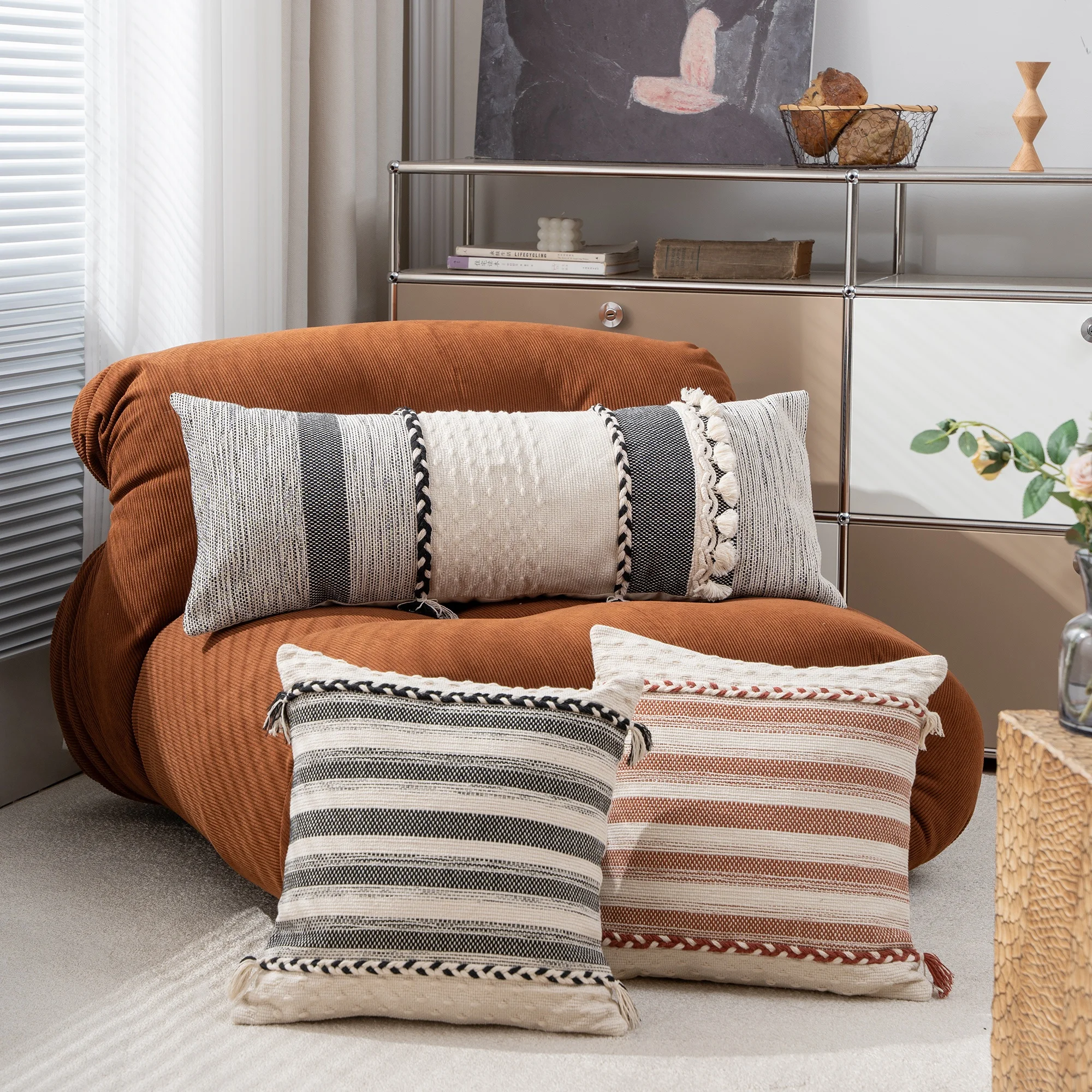 Home Textiles Modern Pillow Case Gradient Stripe Cushion Covers Decorative Home Cotton Cushion For Sofa Living Room