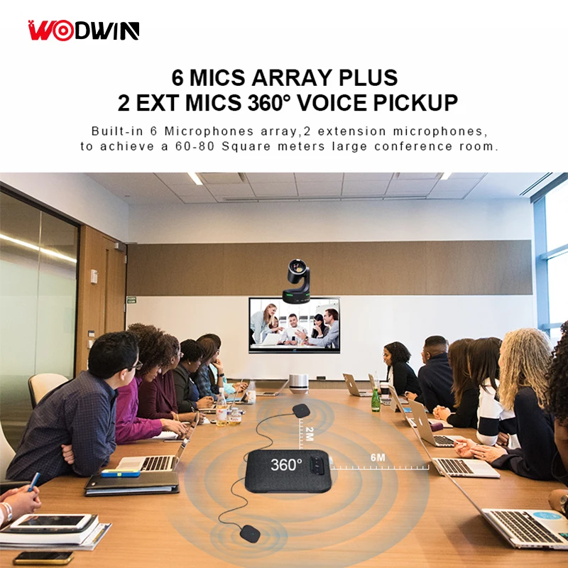 WODWIN Expansion Mics HIFI Audio Build-in 3000mAH battery Wireless Conference Microphone For Meeting Room