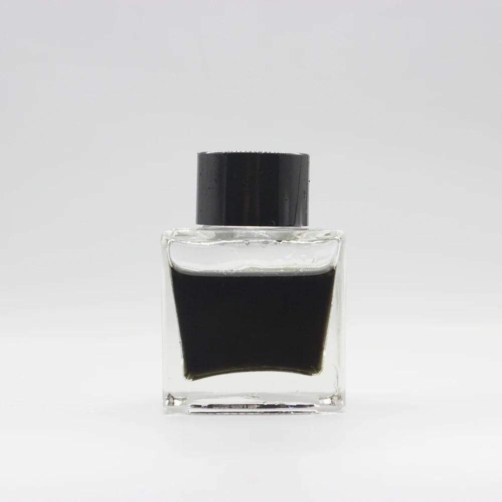 Wholesale high quality  square shaped 50ml empty ink glass bottle with black cap fountain pen ink bottle