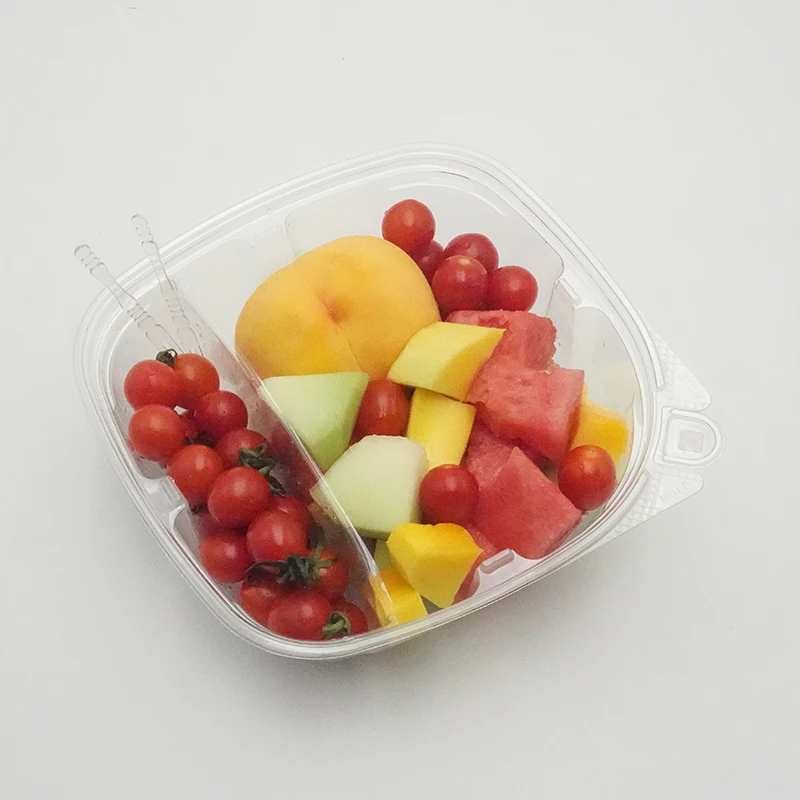 Special Design Tamper Evident Food Container 55oz Square Disposable Plastic Salad Box