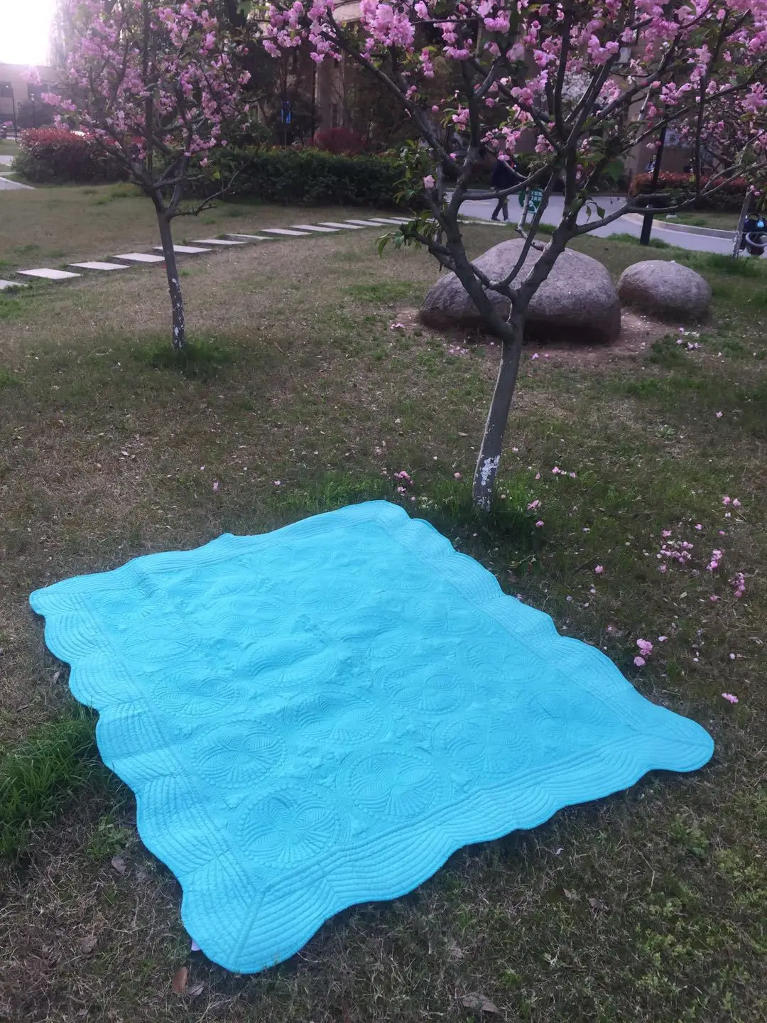 Wholesale Monogram Blank Cotton Baby Quilt Four Seasons Embossed Scalloped Throw Blanket Embossed Baby Quilt