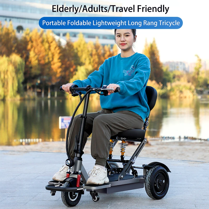 3 Wheel Elderly Electric Motorized Tricycle Lightweight Foldable Portable Folding Mobility Scooter for Disabled