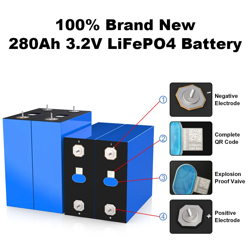 Apexium 8000 Life Cycle Lf280K 3.2V 280 Ah Lifepo4 Cell Po4 Grade A 3.2V Catl 200Ah 320Ah 280Ah Lifepo4 Akku Lithium Ion Battery