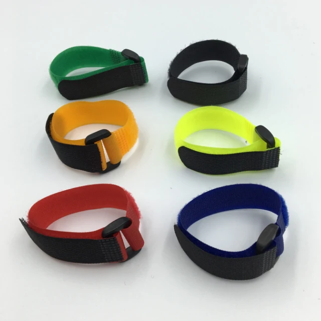 High Quality Adjustable Cable Tie Holder Double-Sided hook and loop Cable Ties Cinch Strap with Plastic Buckle