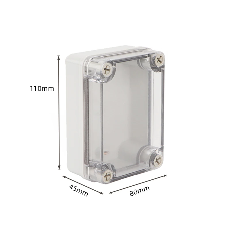 High end outdoor plastic waterproof junction box 110*80*45mm Gray transparent cover