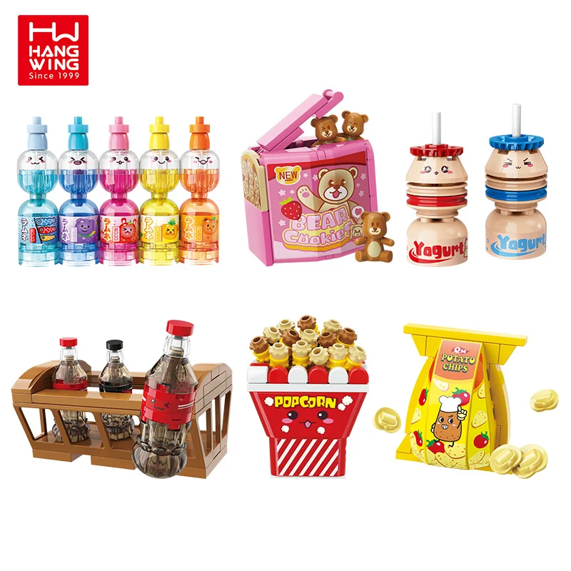 HW TOY STEM Building Blocks Toy Kits play house desktop ornaments cute grocery store  building bricks set for kids