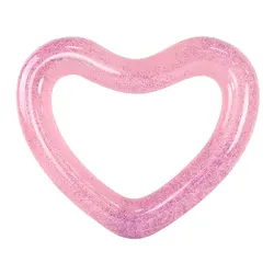 Eco-Friendly PVC Inflatable glitter pink peach heart swimming pool floats